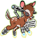 Blasting Bambi Skeleton 4" Sticker