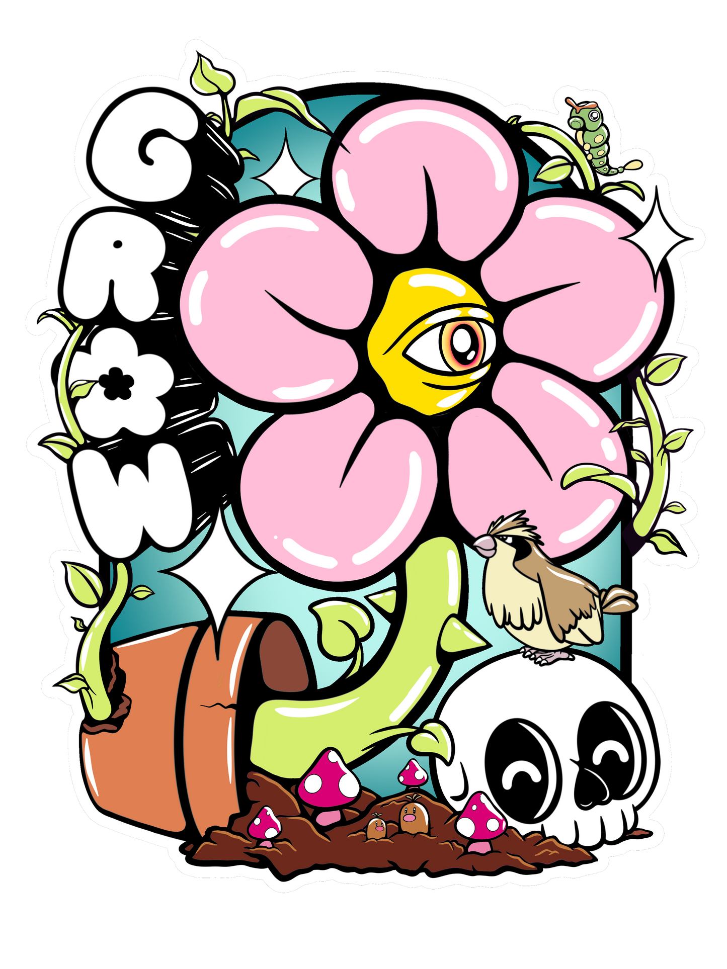 Grow 4" Sticker