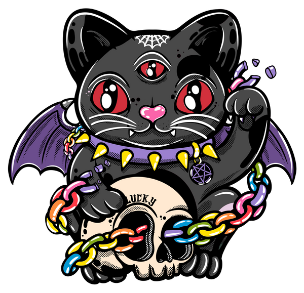 Lucky Cat Bat 4" Sticker