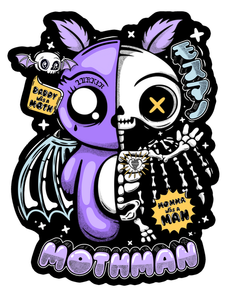 Mothman Skeleton 4" Sticker